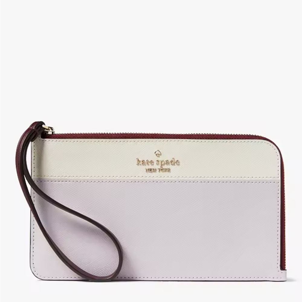 Kate Spade medium zip wristlet color block lilac moon NWT Lucy